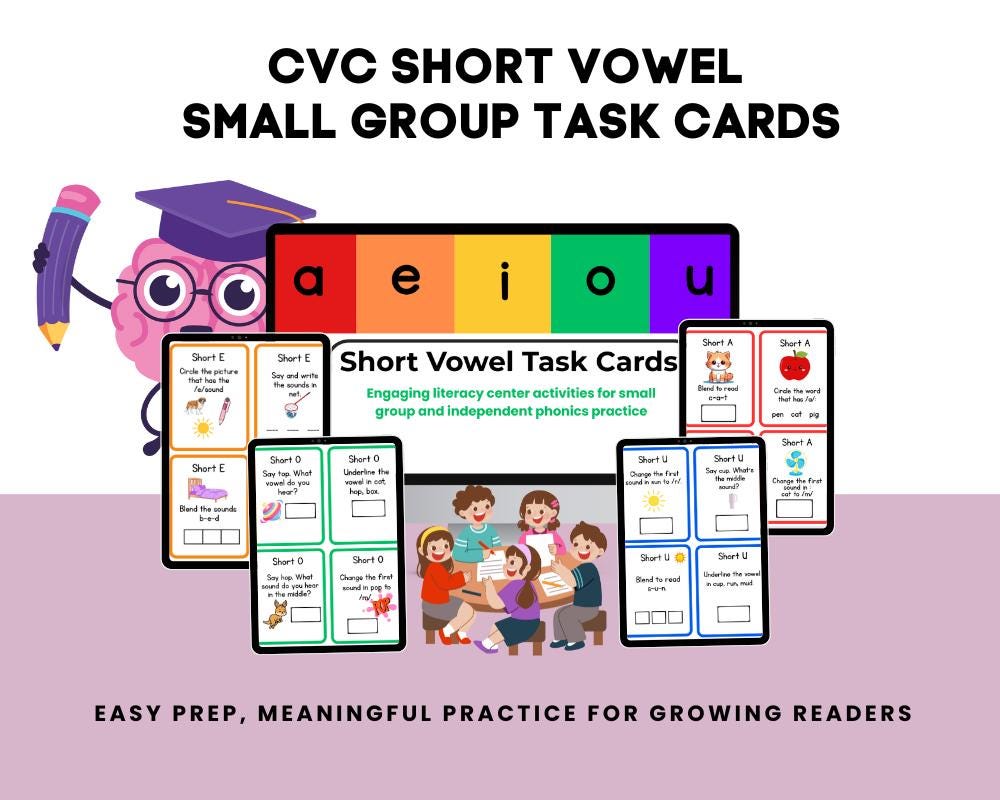 Phonics Task Card MEGA Bundle | CVC, Digraphs & Blends