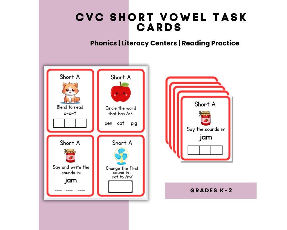 Phonics Task Card MEGA Bundle | CVC, Digraphs & Blends
