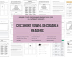 Short Vowel Decodable Reader Packet | Phonics Chaining, Sound Boxes & Word Work Activities