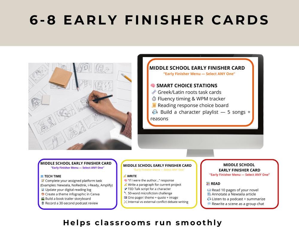 Grades 6–8 Early Finisher Cards