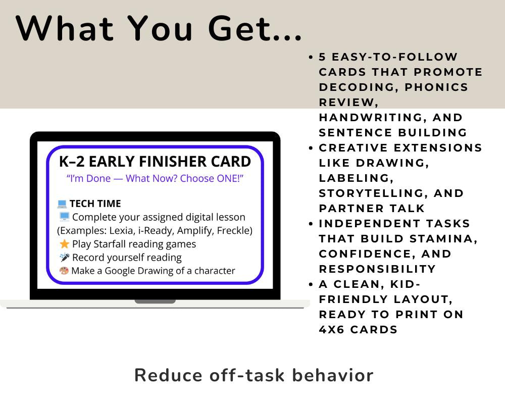 K-2 Early Finisher Cards