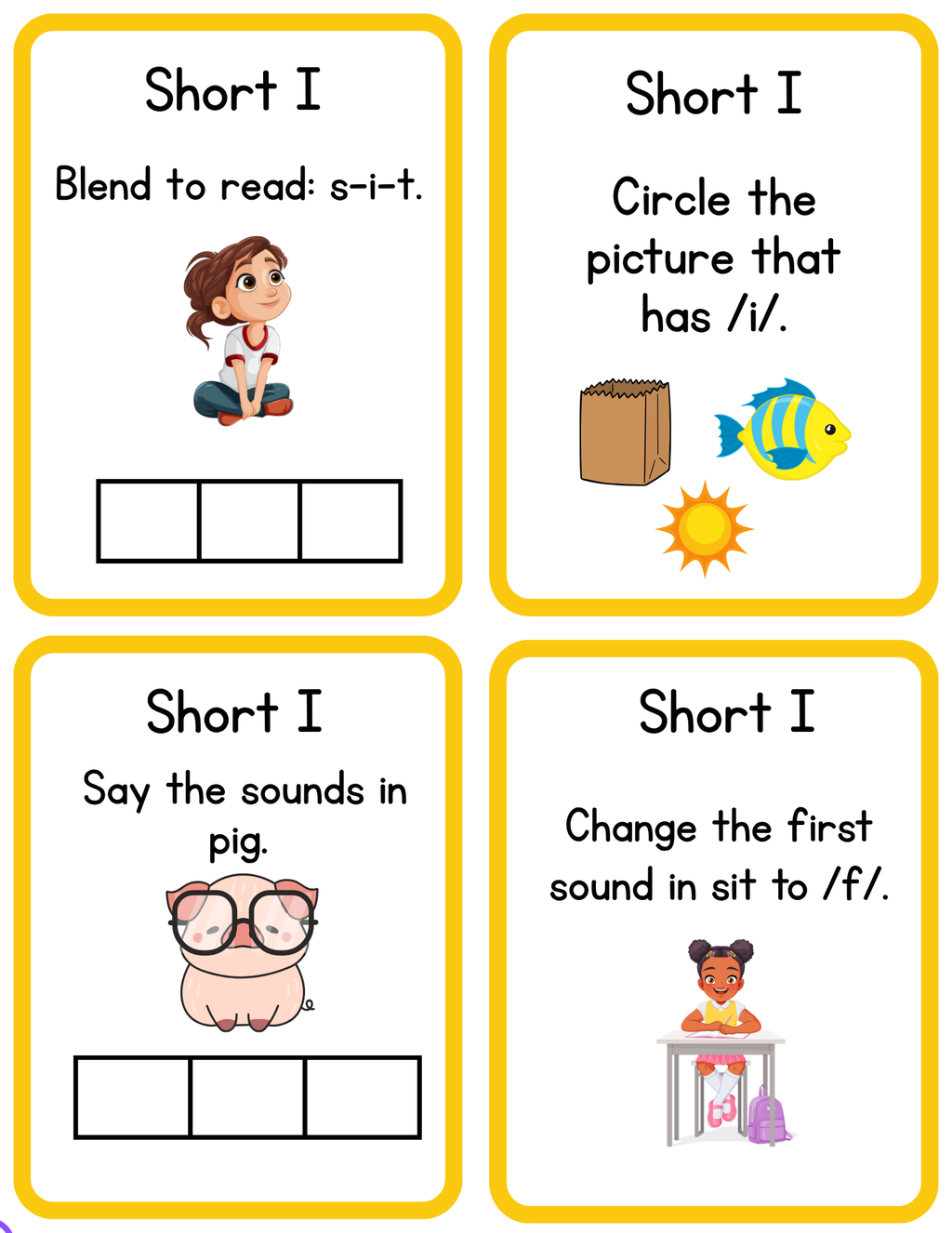 Complete Phonics Task Cards & Routine Bundle I CVC, Digraphs, Blends + Decodable Readers Routine