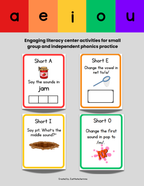 Complete Phonics Task Cards & Routine Bundle I CVC, Digraphs, Blends + Decodable Readers Routine