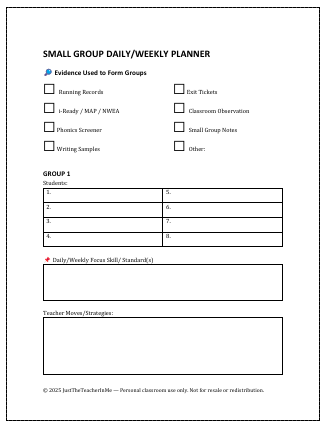 Small Group Instruction Editable + Printable Planner & Tracker Pack