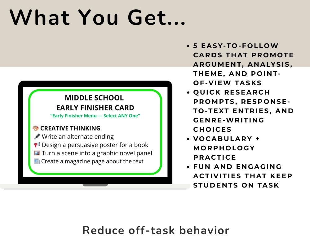 Grades 6–8 Early Finisher Cards