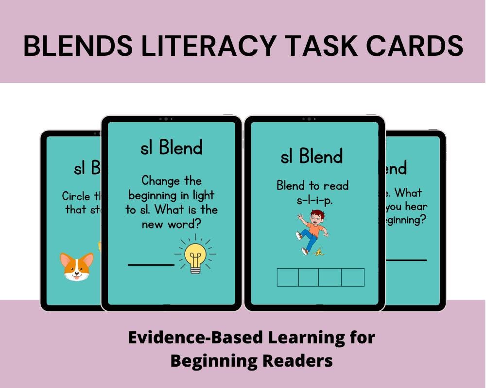 Consonant Beginning Blends Literacy Task Cards