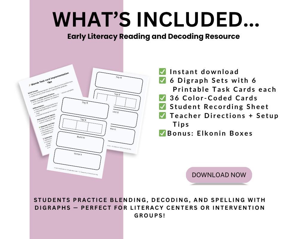 Phonics Task Card MEGA Bundle | CVC, Digraphs & Blends